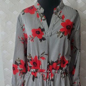 Black and white stripe with red flowers. Classy chic business